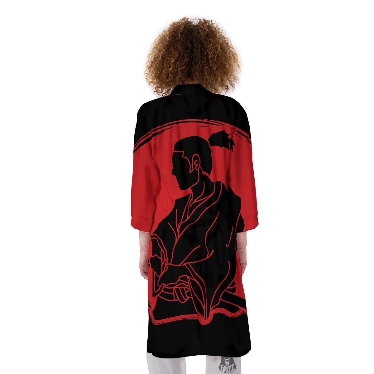 Samurai Red Sunset Print Kimono-grizzshop