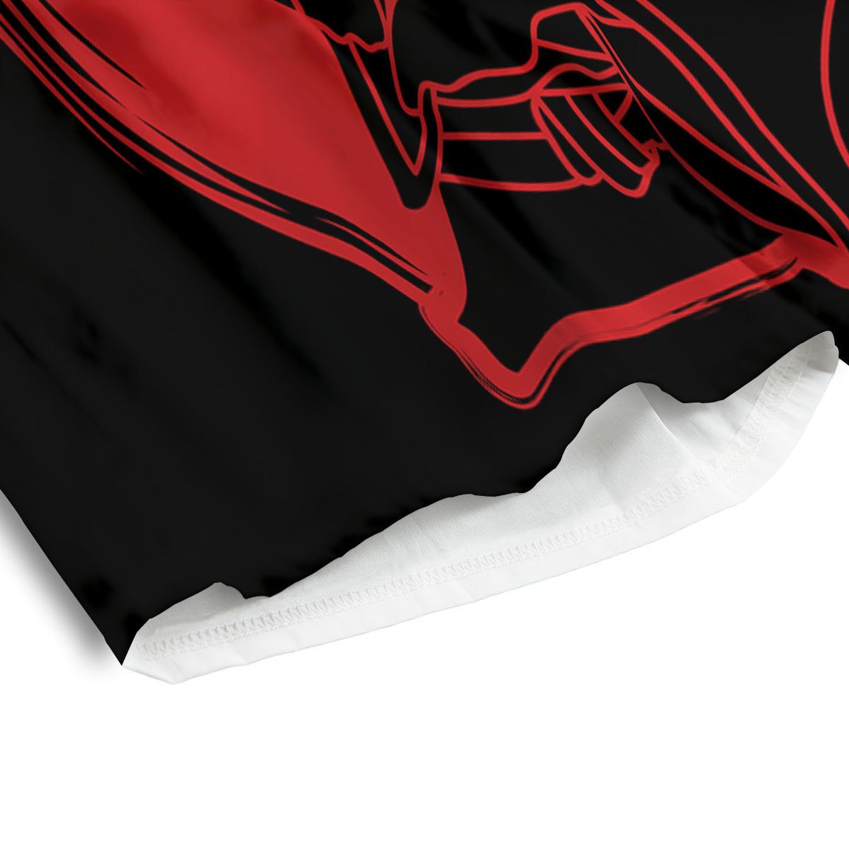 Samurai Red Sunset Print Men's Athletic Shorts