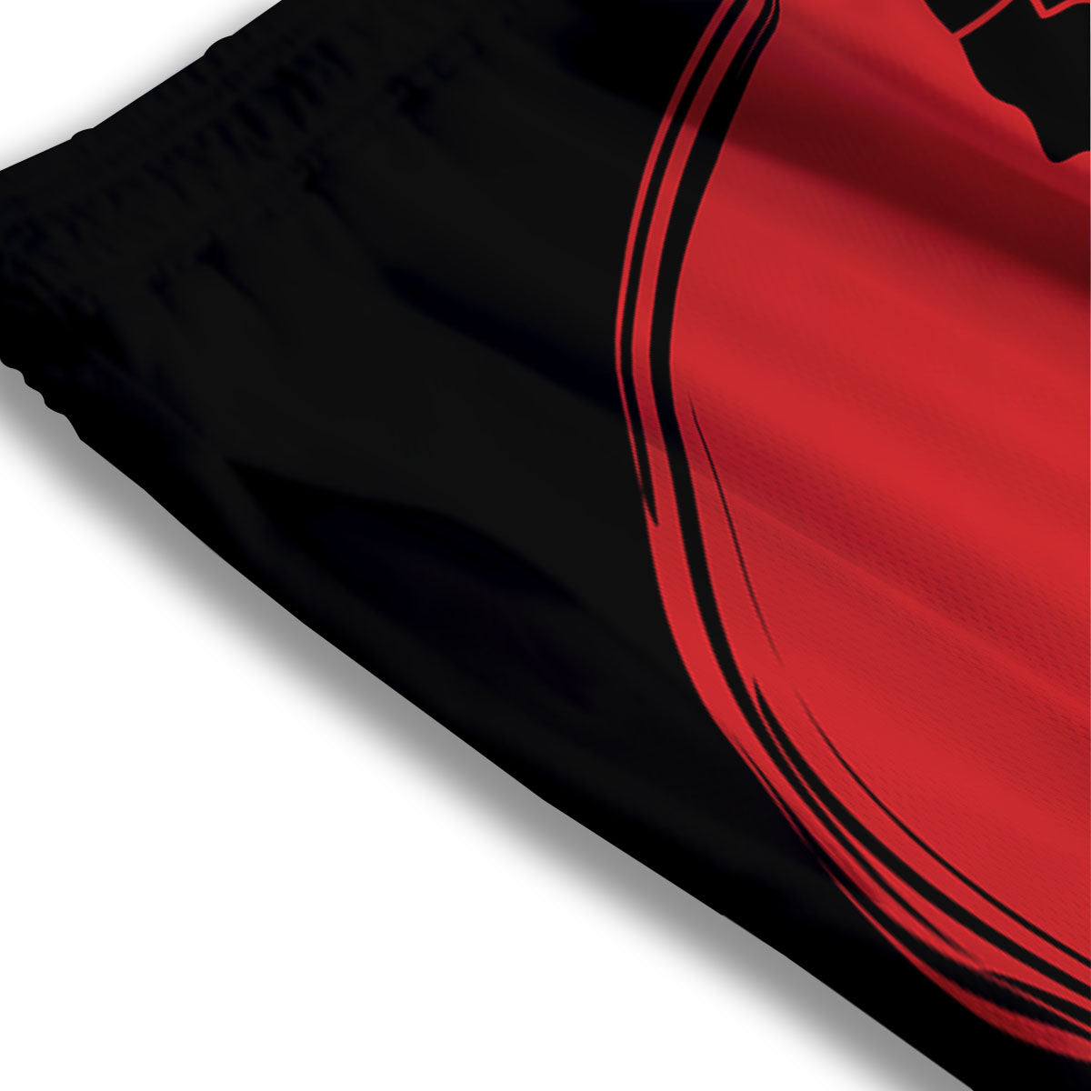 Samurai Red Sunset Print Mesh Shorts