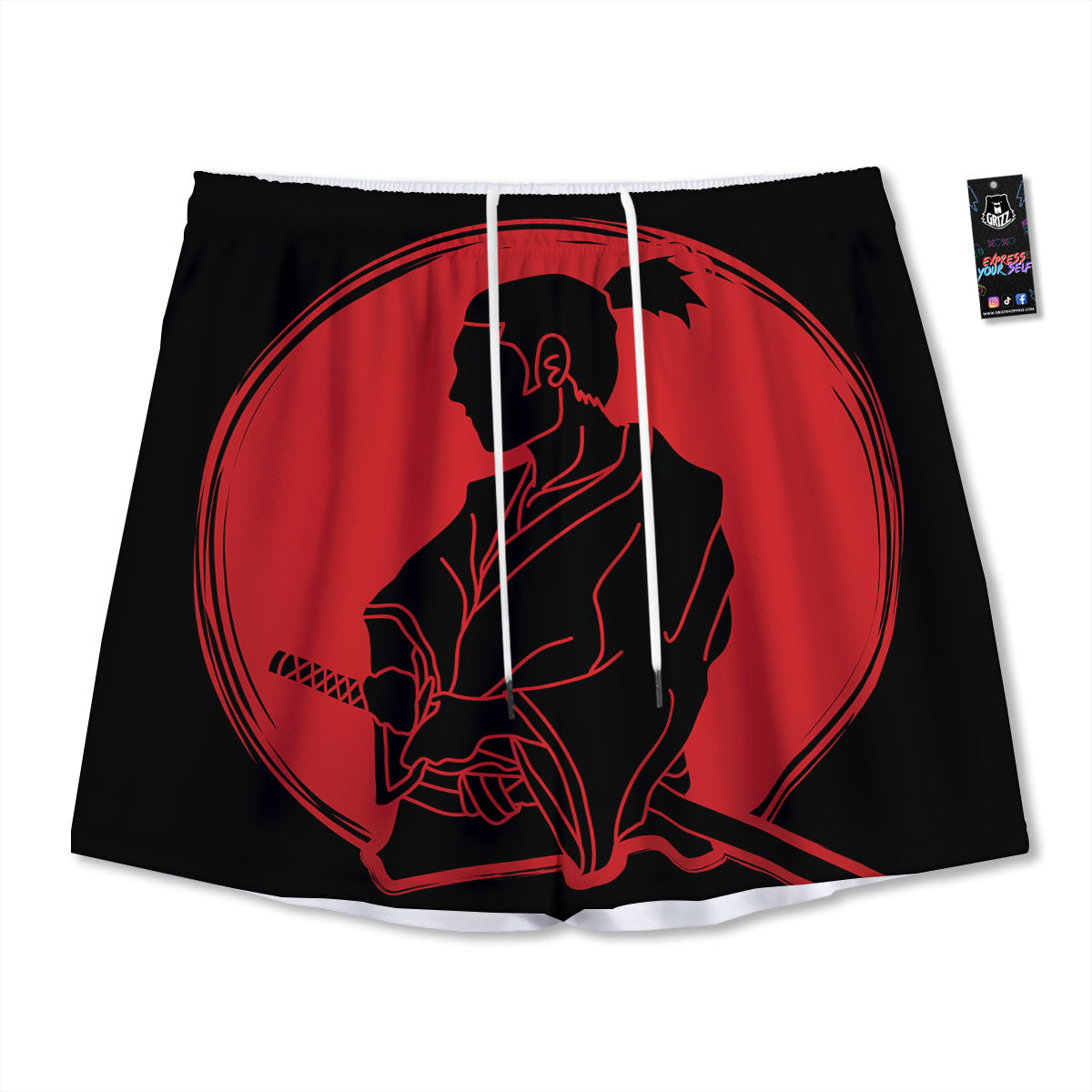Samurai Red Sunset Print Mesh Shorts