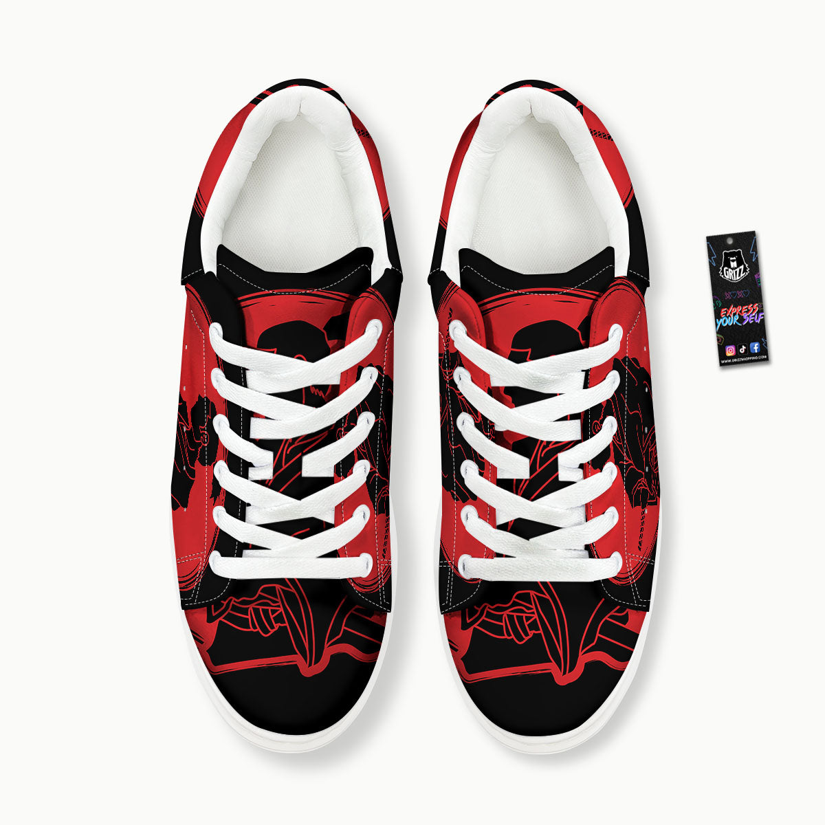 Samurai Red Sunset Print Platform Shoes-grizzshop