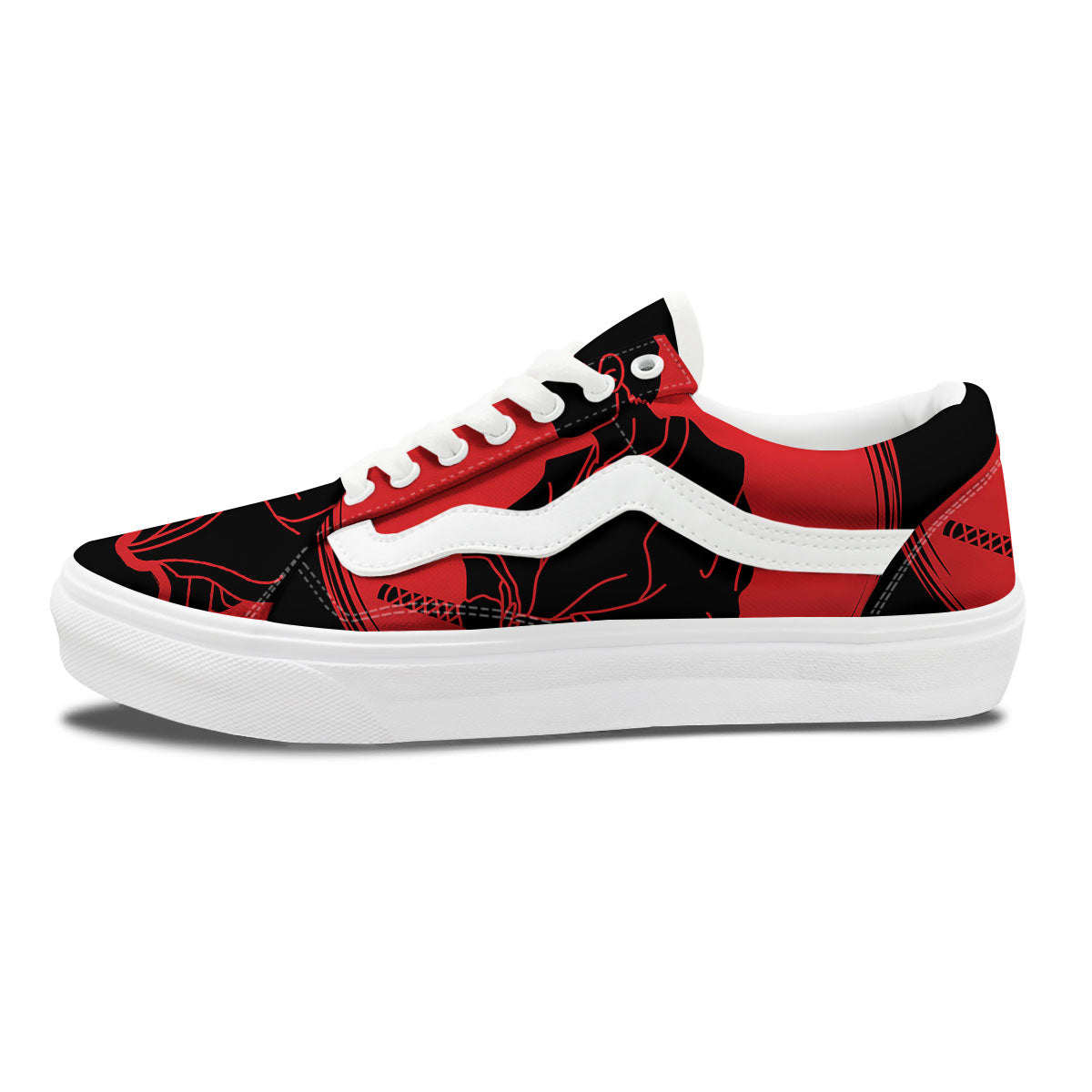 Samurai Red Sunset Print Skate Shoes-grizzshop