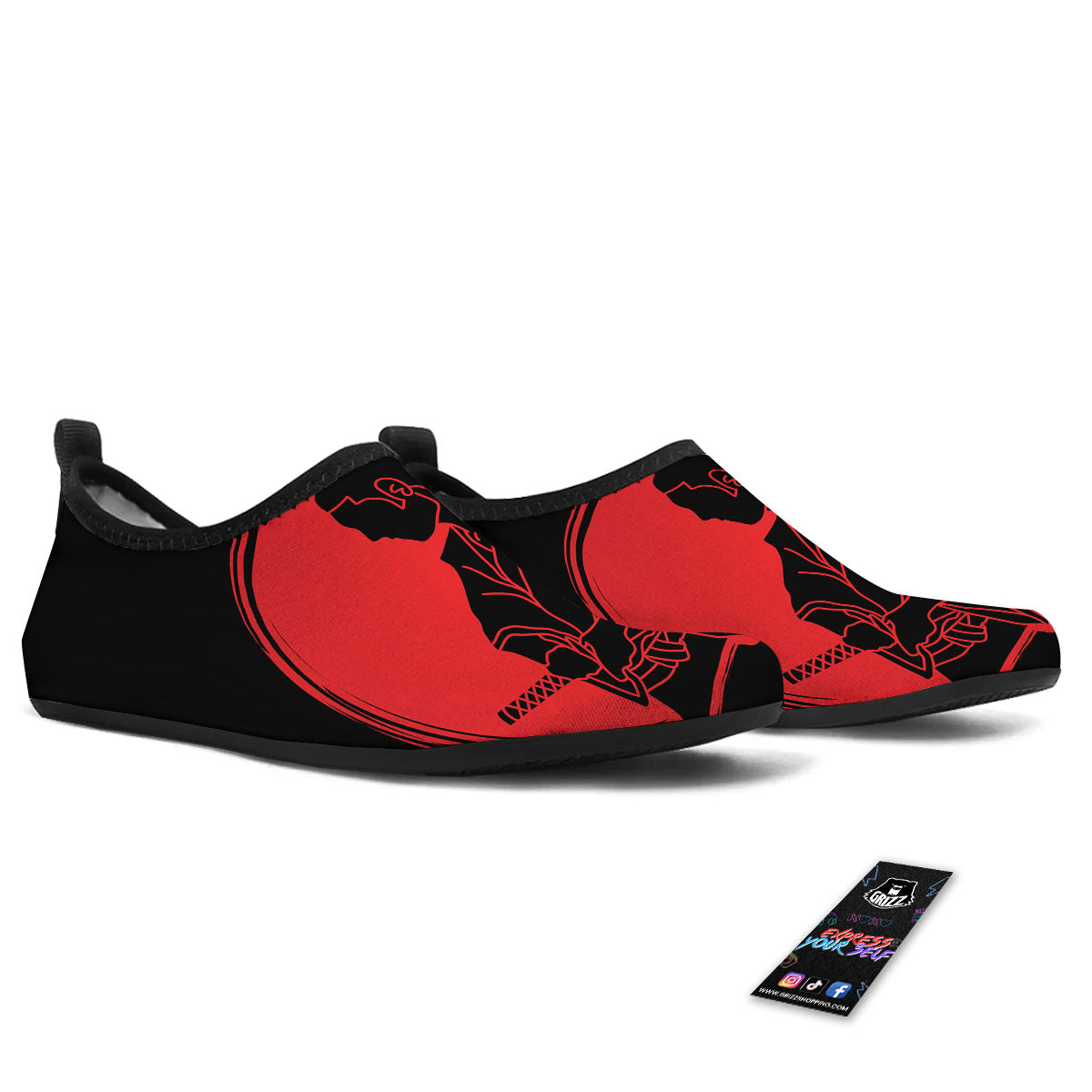 Samurai Red Sunset Print Water Shoes-grizzshop