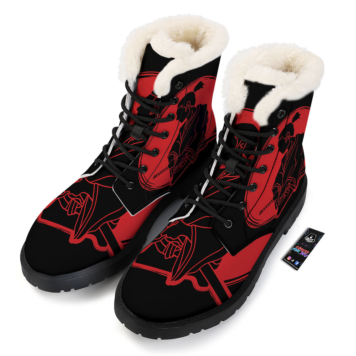 Samurai Red Sunset Print Winter Boots-grizzshop