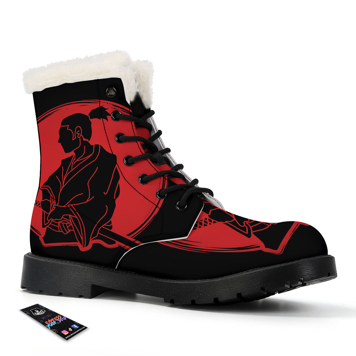 Samurai Red Sunset Print Winter Boots-grizzshop