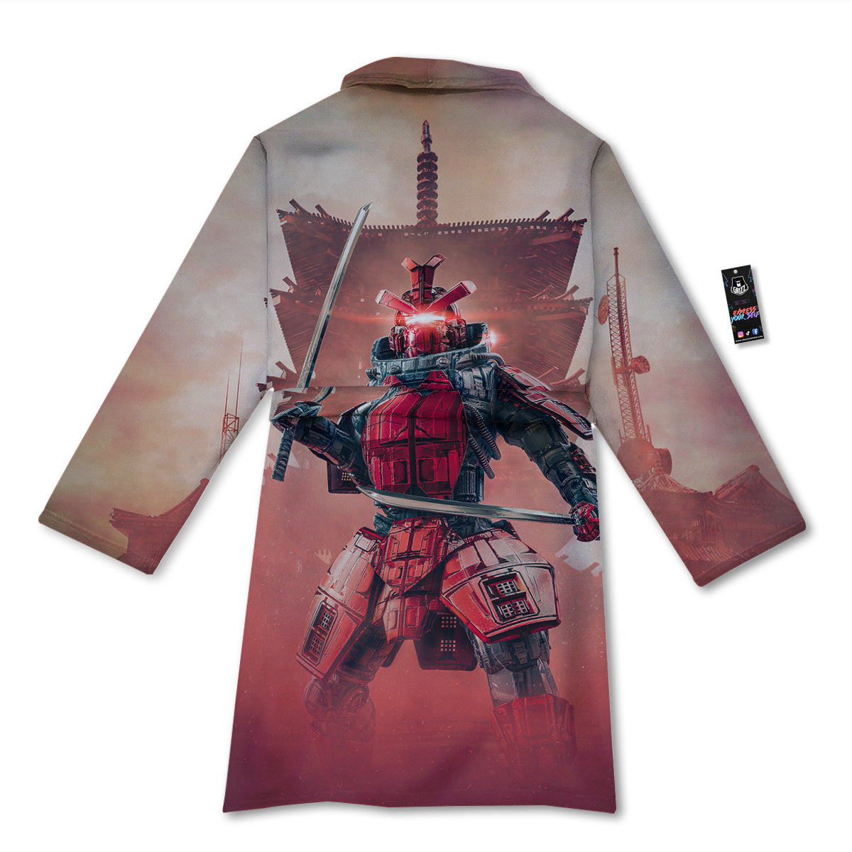 Samurai Robot Print Bathrobe-grizzshop