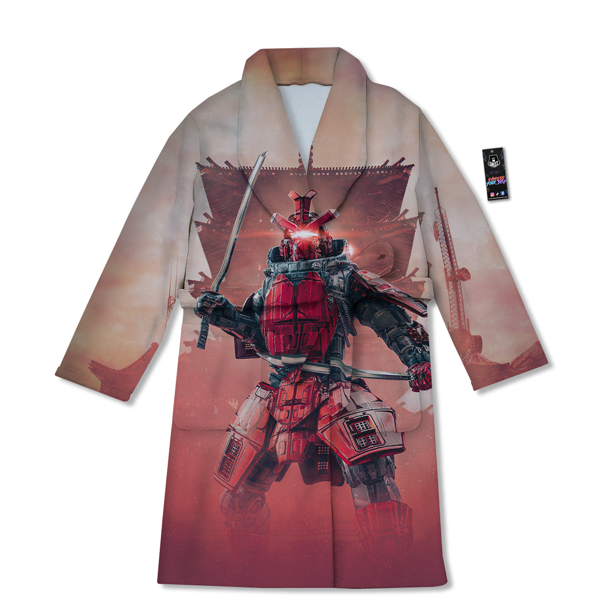 Samurai Robot Print Bathrobe-grizzshop