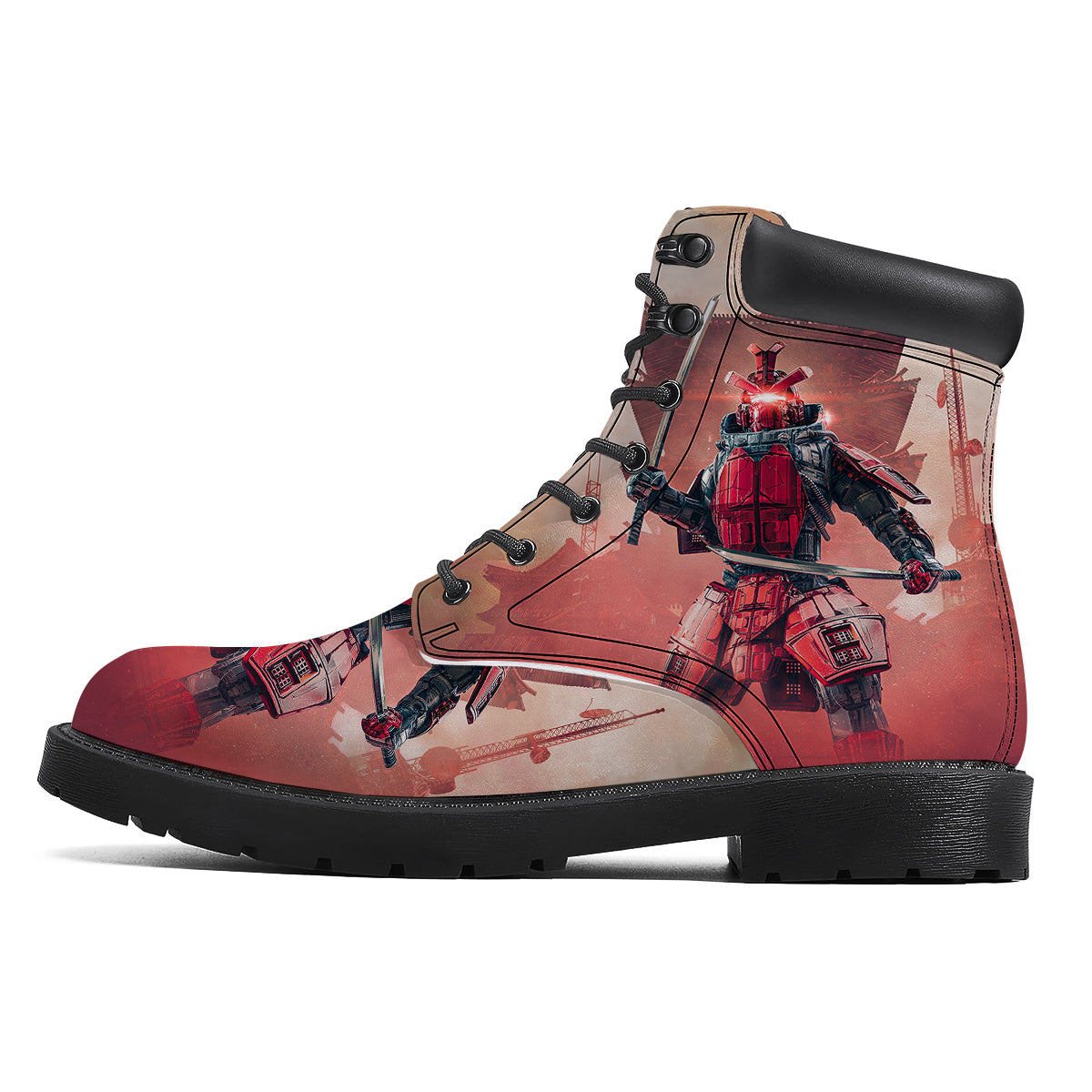 Samurai Robot Print Boots-grizzshop