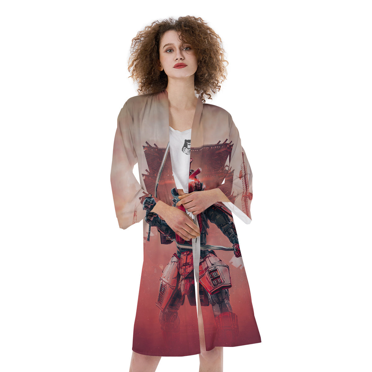 Samurai Robot Print Kimono-grizzshop