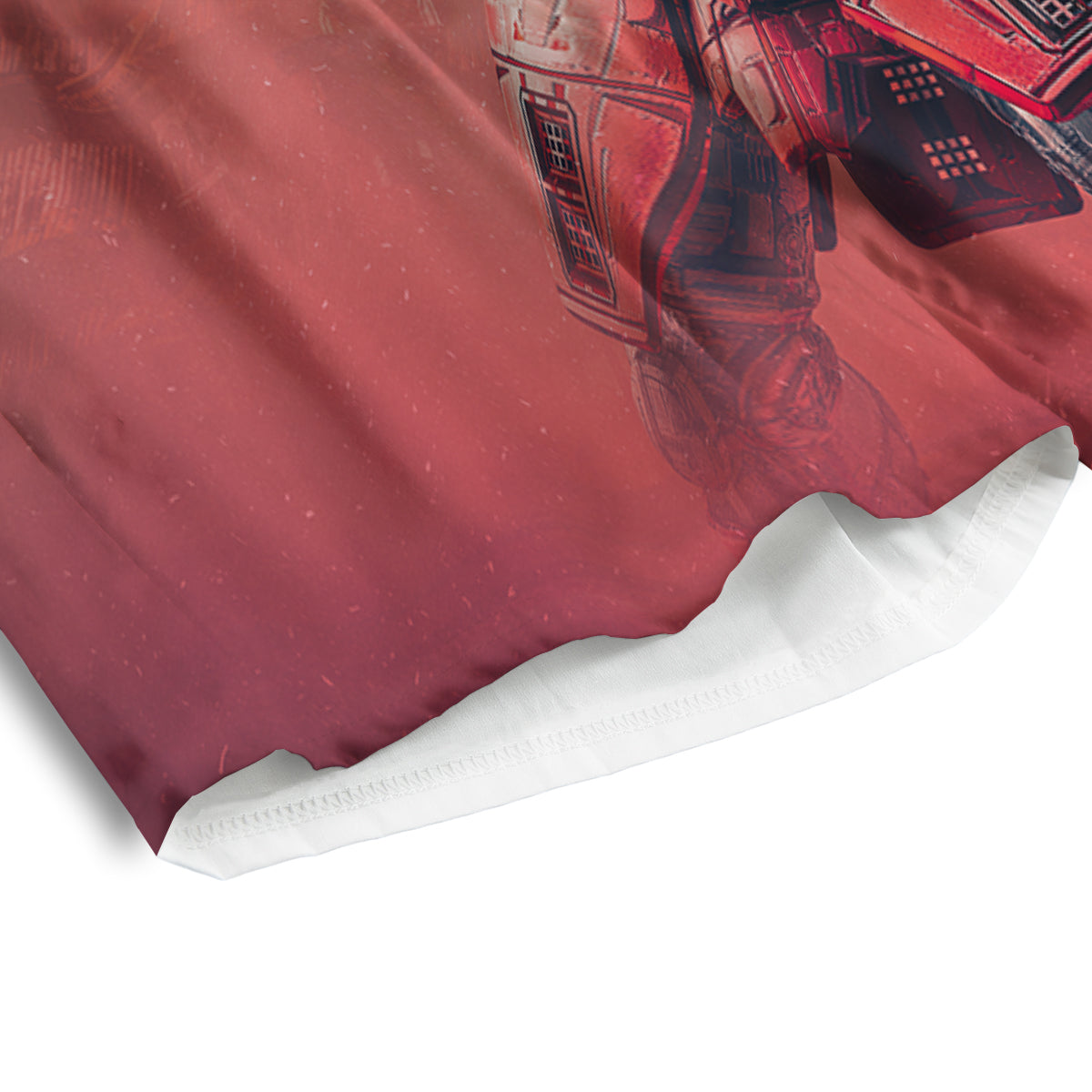 Samurai Robot Print Men's Athletic Shorts