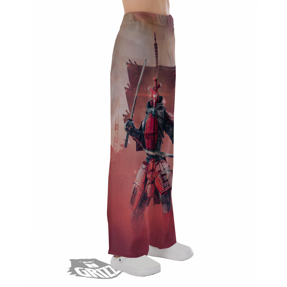 Samurai Robot Print Pajama Pants-grizzshop