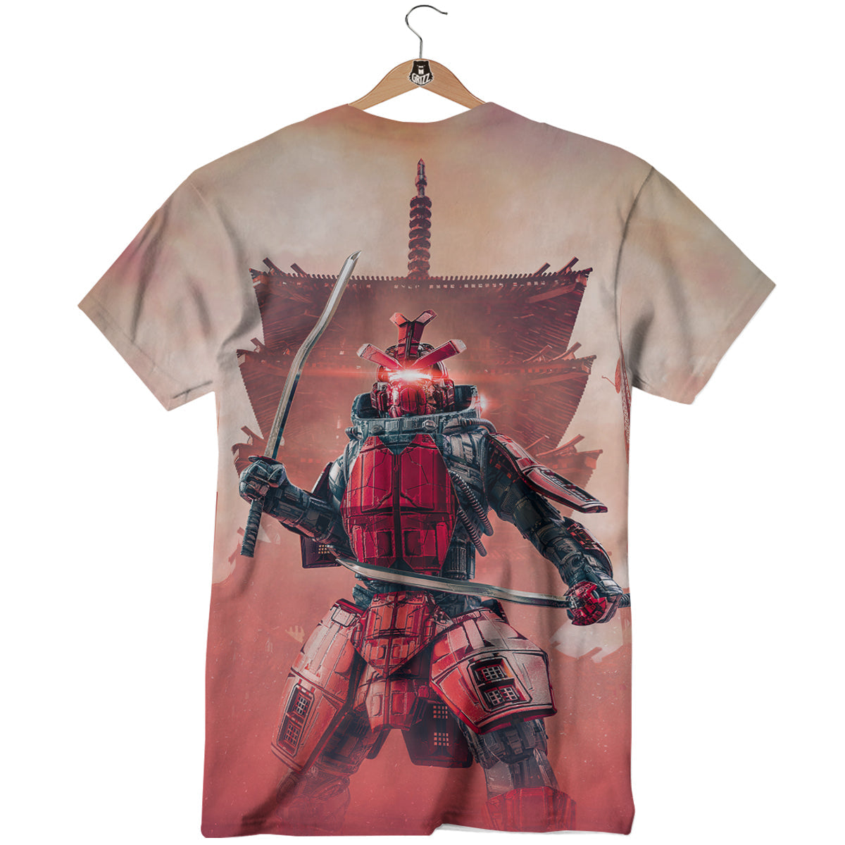 Samurai Robot Print T-Shirt-grizzshop