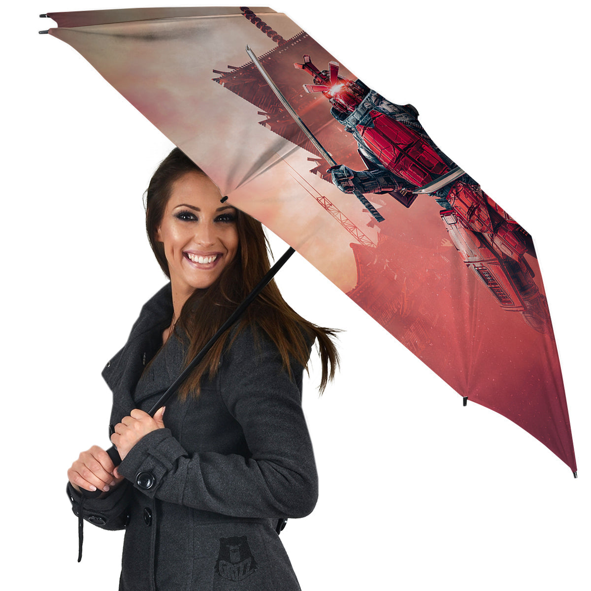 Samurai Robot Print Umbrella-grizzshop