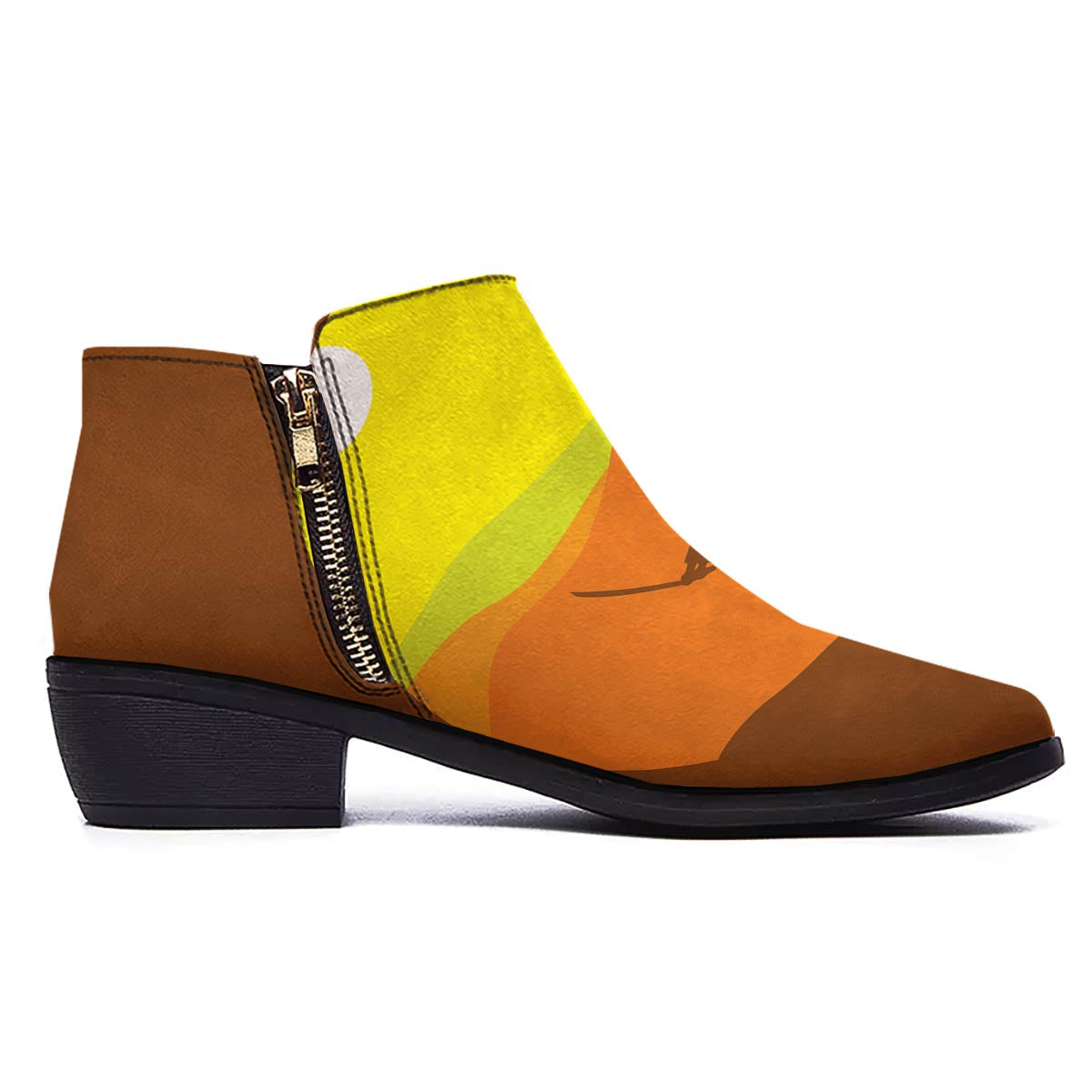 Samurai Sunset Japanese Print Ankle Boots-grizzshop