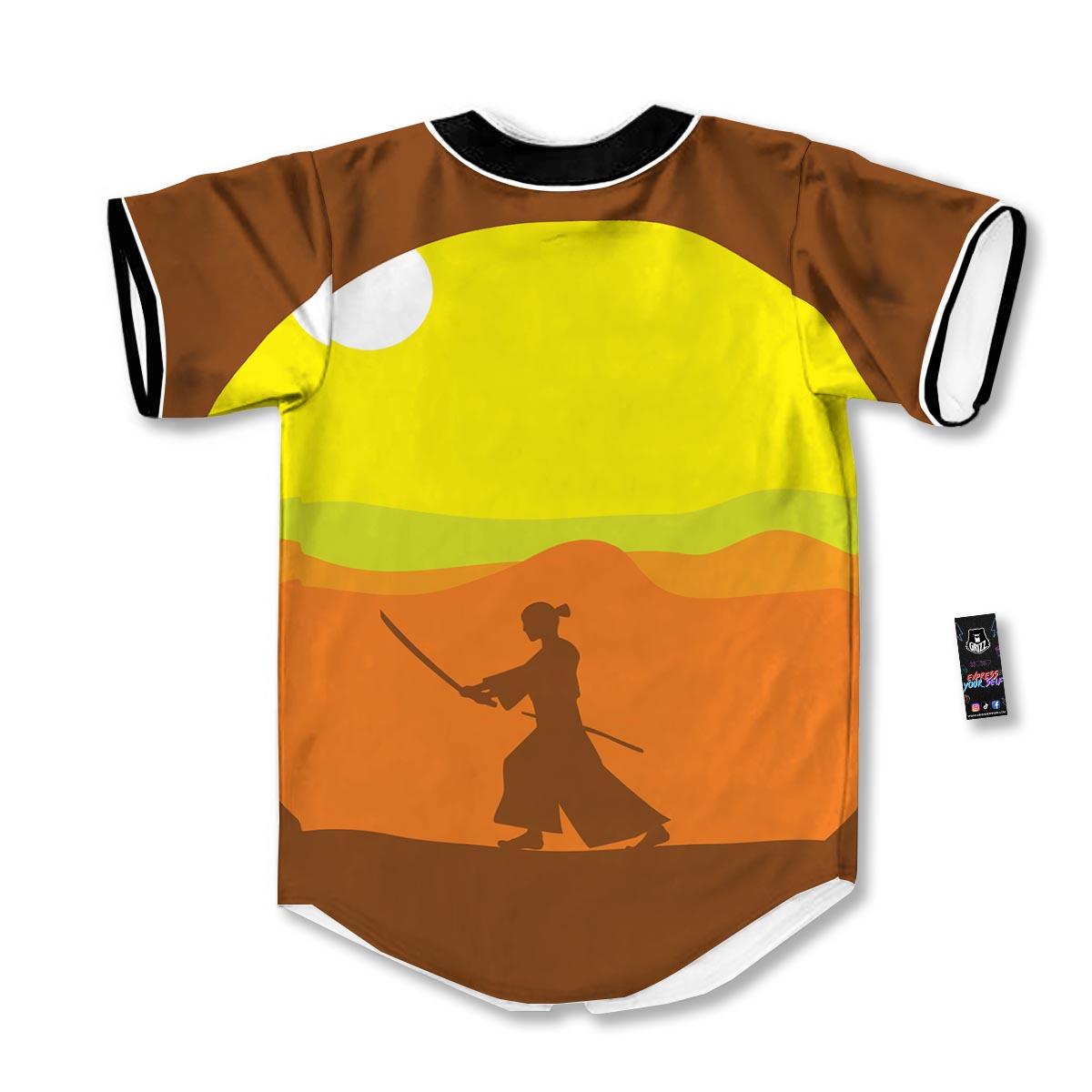 Samurai Sunset Japanese Print Baseball Jersey-grizzshop
