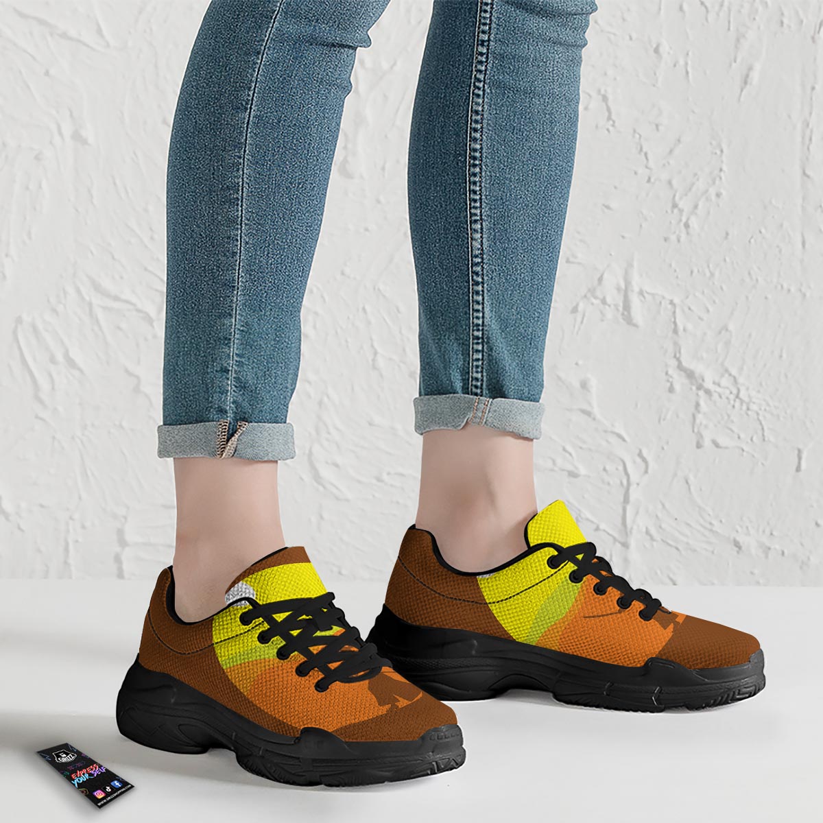 Samurai Sunset Japanese Print Black Chunky Shoes-grizzshop