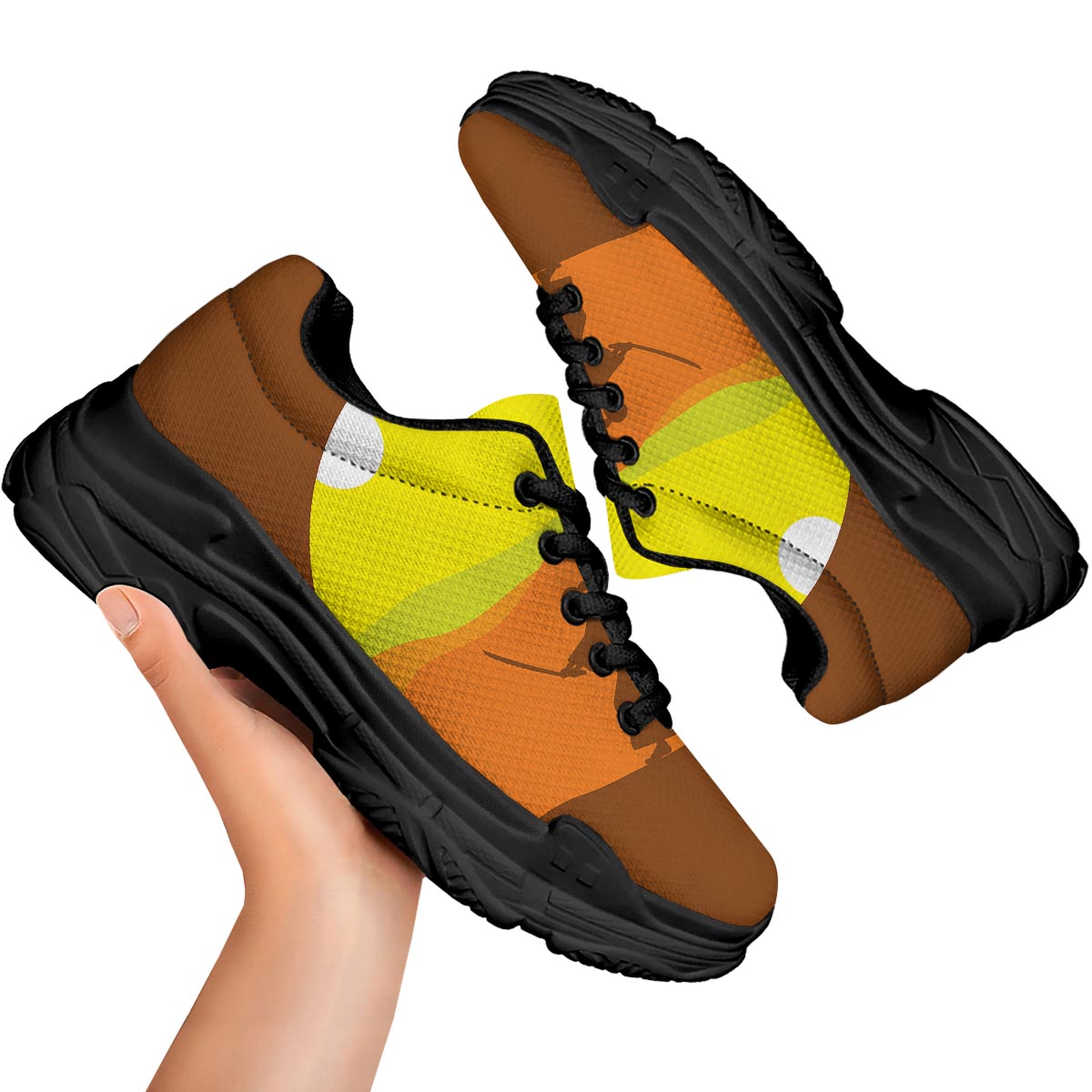 Samurai Sunset Japanese Print Black Chunky Shoes-grizzshop