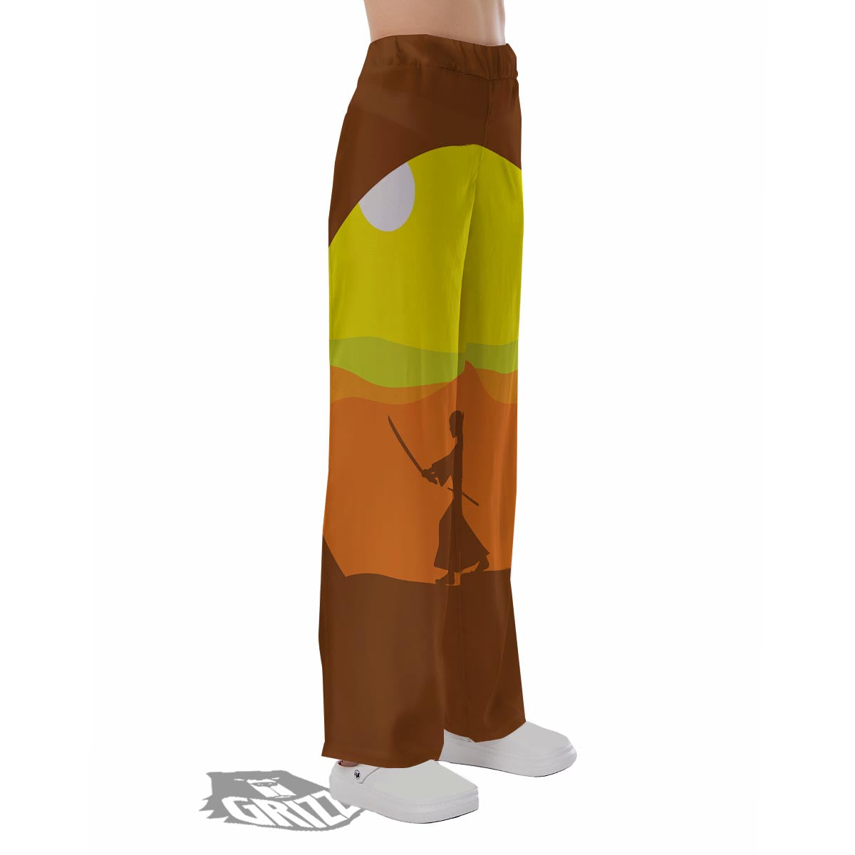 Samurai Sunset Japanese Print Pajama Pants-grizzshop