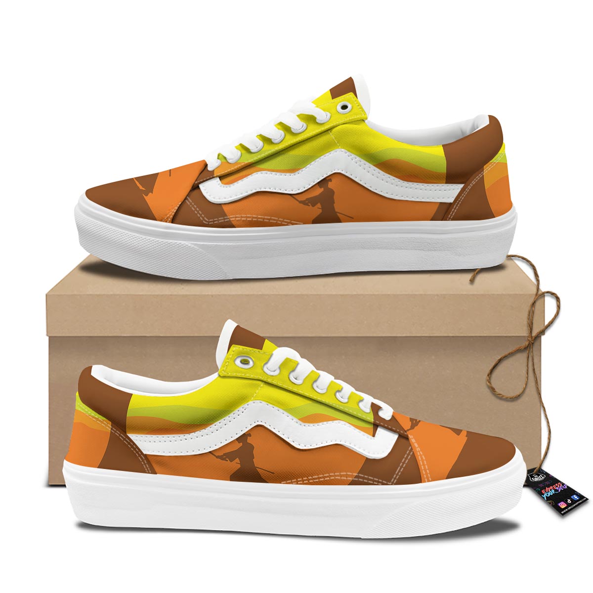 Samurai Sunset Japanese Print Skate Shoes-grizzshop