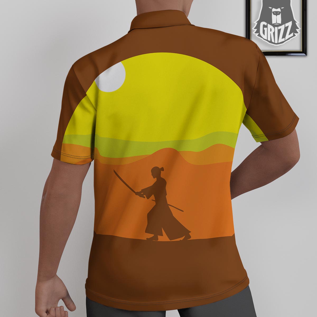 Samurai Sunset Japanese Print Untucked Shirts-grizzshop