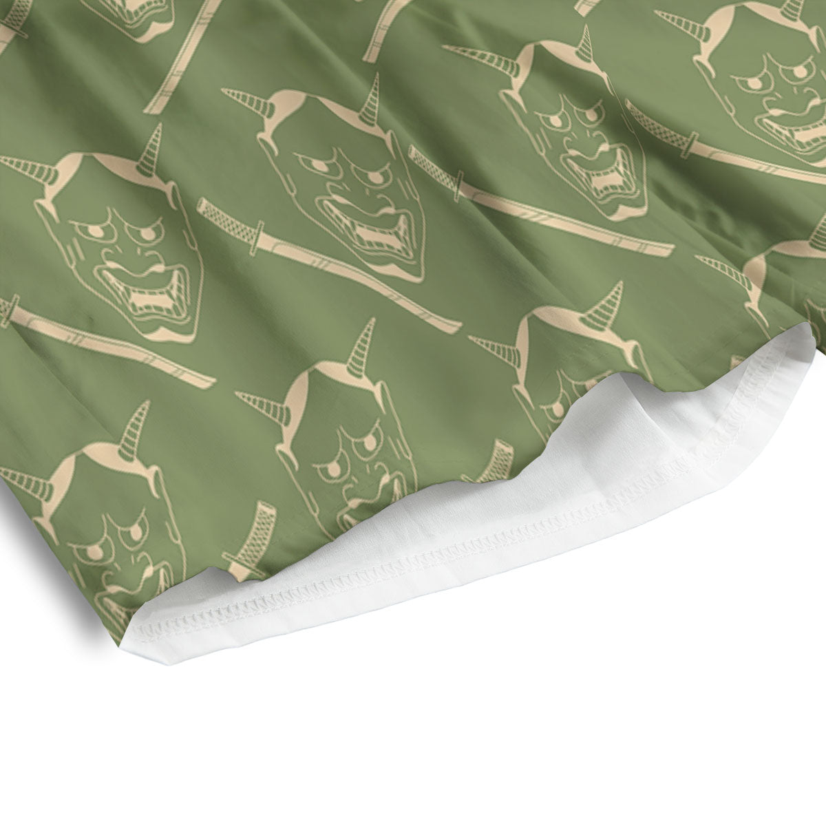 Samurai Warrior Mask Japanese Print Pattern Men's Athletic Shorts