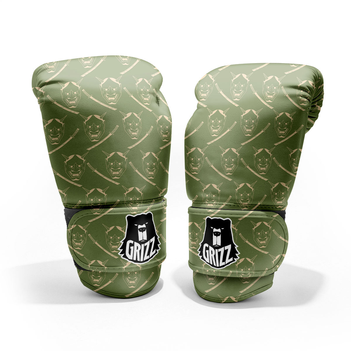Samurai Warrior Mask Japanese Print Pattern Pro Boxing Glove
