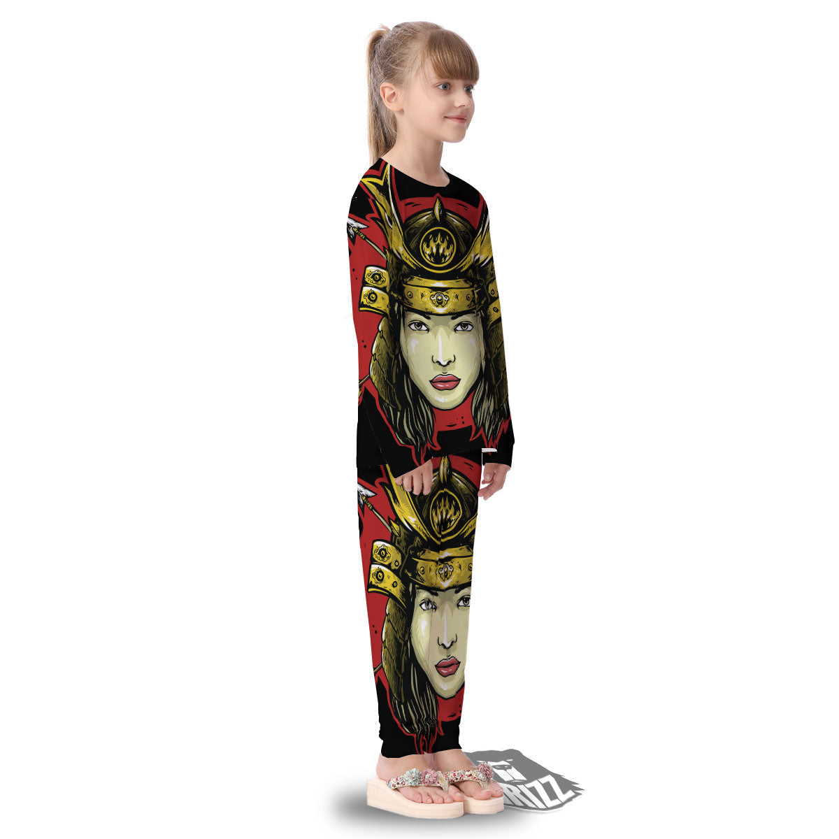 Samurai Woman Japanese Print Kid's Pajamas-grizzshop