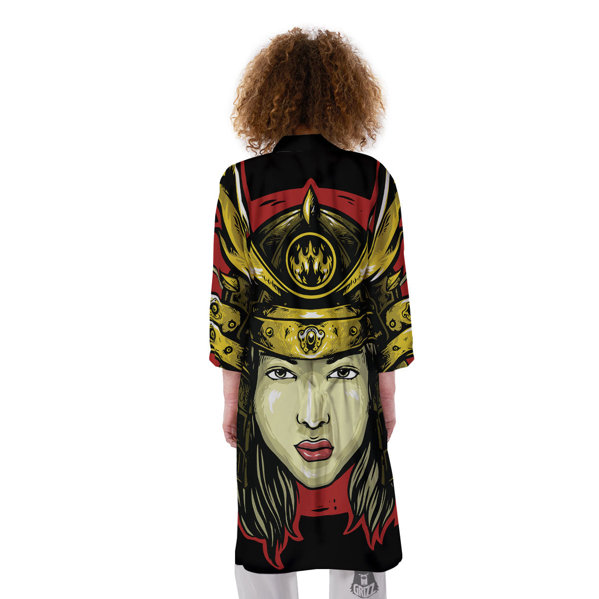 Samurai Woman Japanese Print Kimono-grizzshop