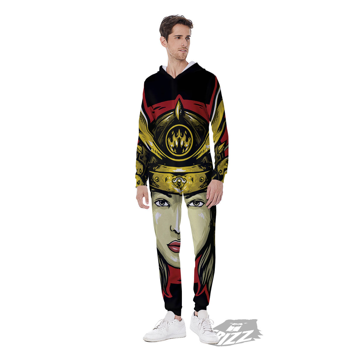 Samurai Woman Japanese Print Men's Jumpsuit-grizzshop