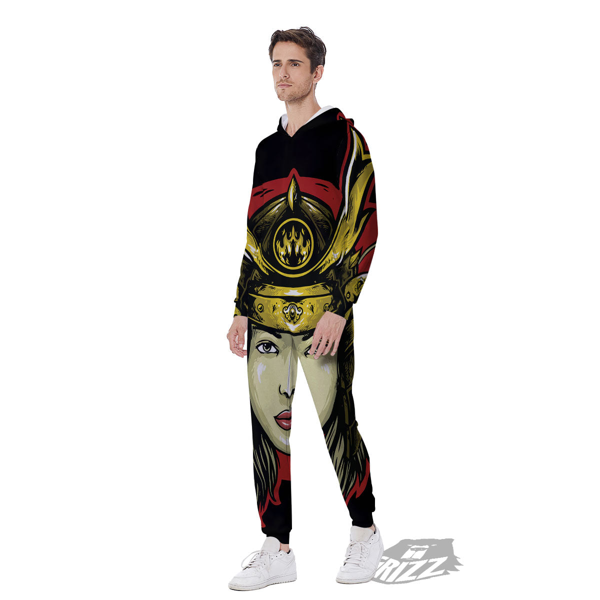 Samurai Woman Japanese Print Men's Jumpsuit-grizzshop