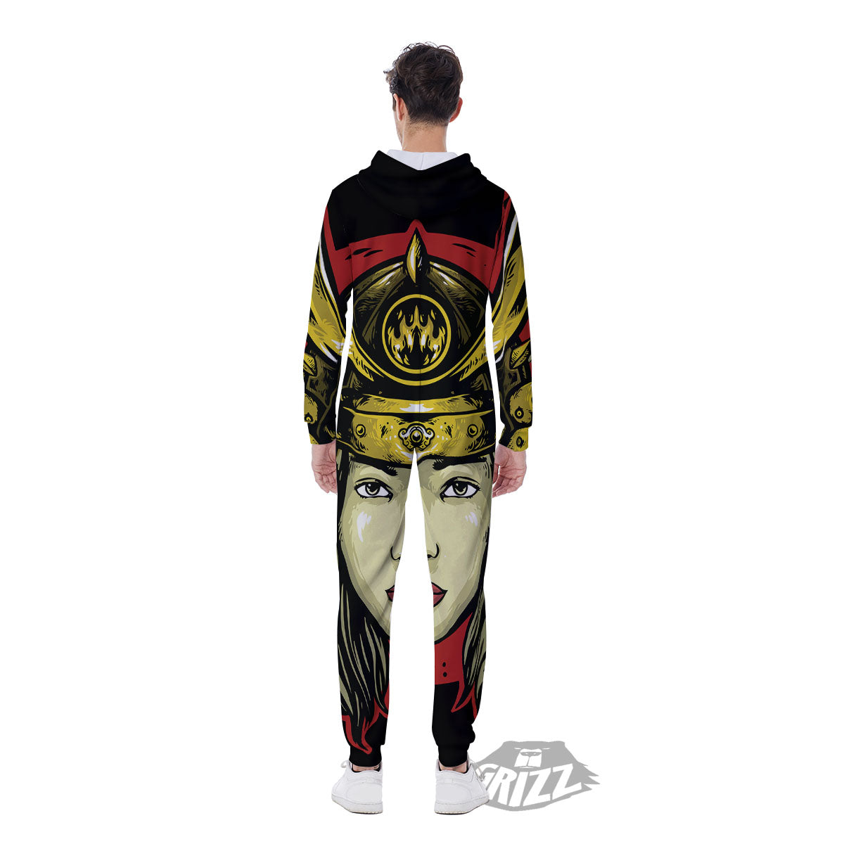 Samurai Woman Japanese Print Men's Jumpsuit-grizzshop