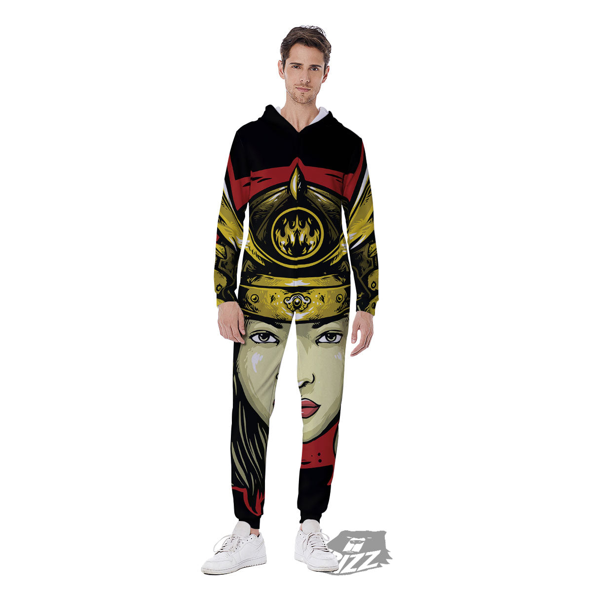 Samurai Woman Japanese Print Men's Jumpsuit-grizzshop