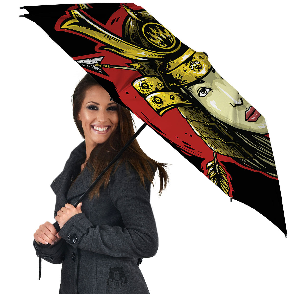 Samurai Woman Japanese Print Umbrella-grizzshop