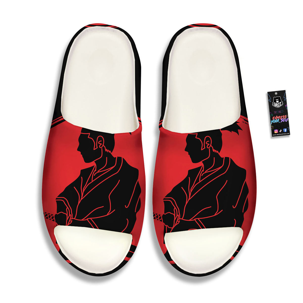 Samurai Red Sunset Print Sandals-grizzshop