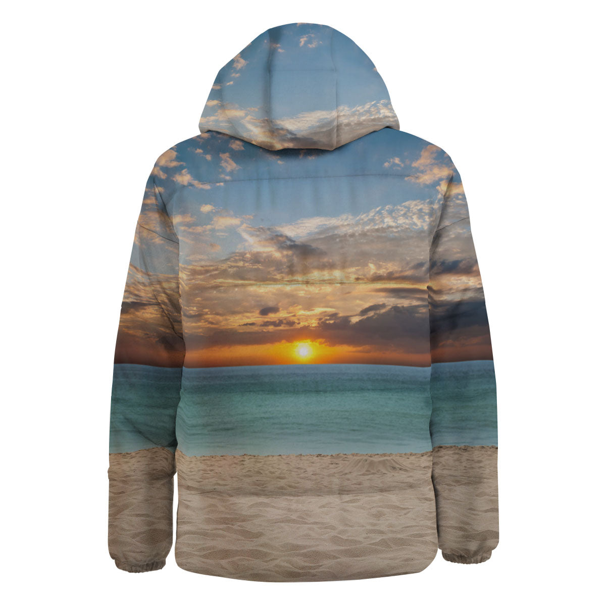 Sand Beach And Sunset Print Down Jacket-grizzshop