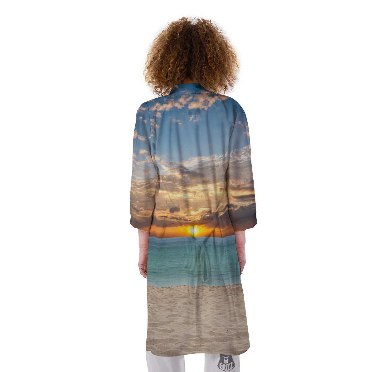 Sand Beach And Sunset Print Kimono-grizzshop
