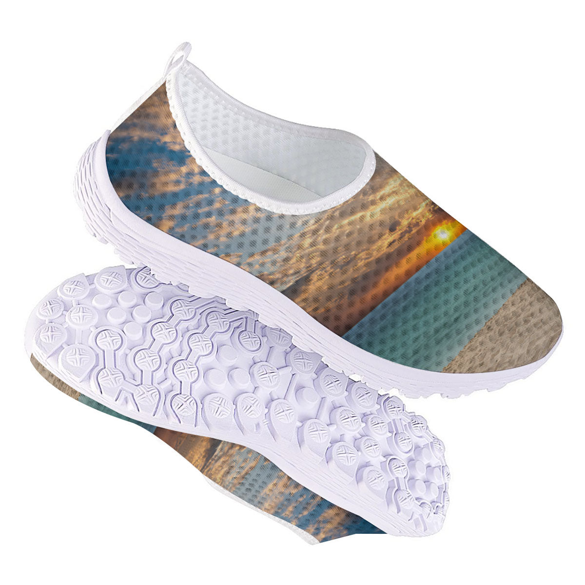 Sand Beach And Sunset Print Nurse Shoes-grizzshop