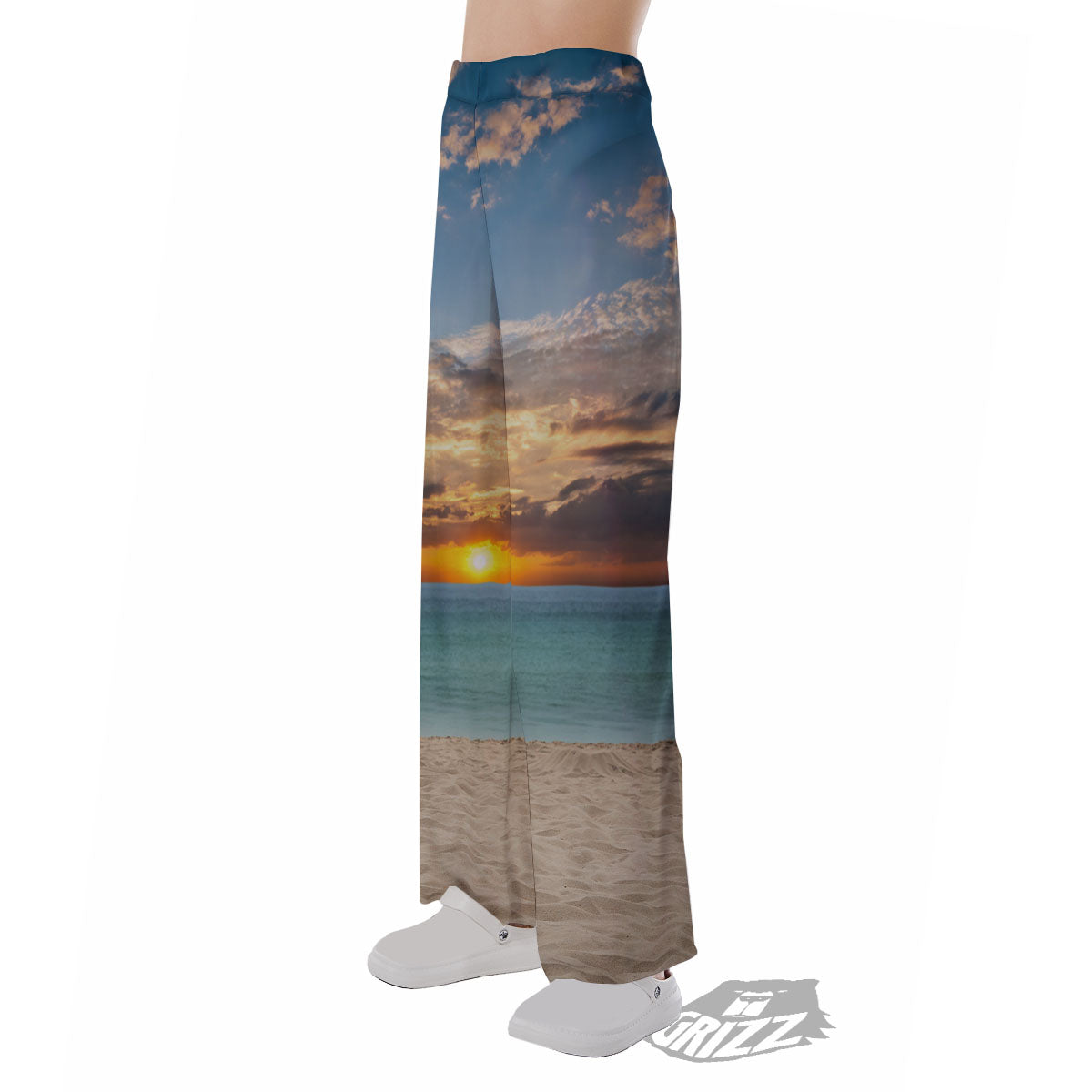 Sand Beach And Sunset Print Pajama Pants-grizzshop