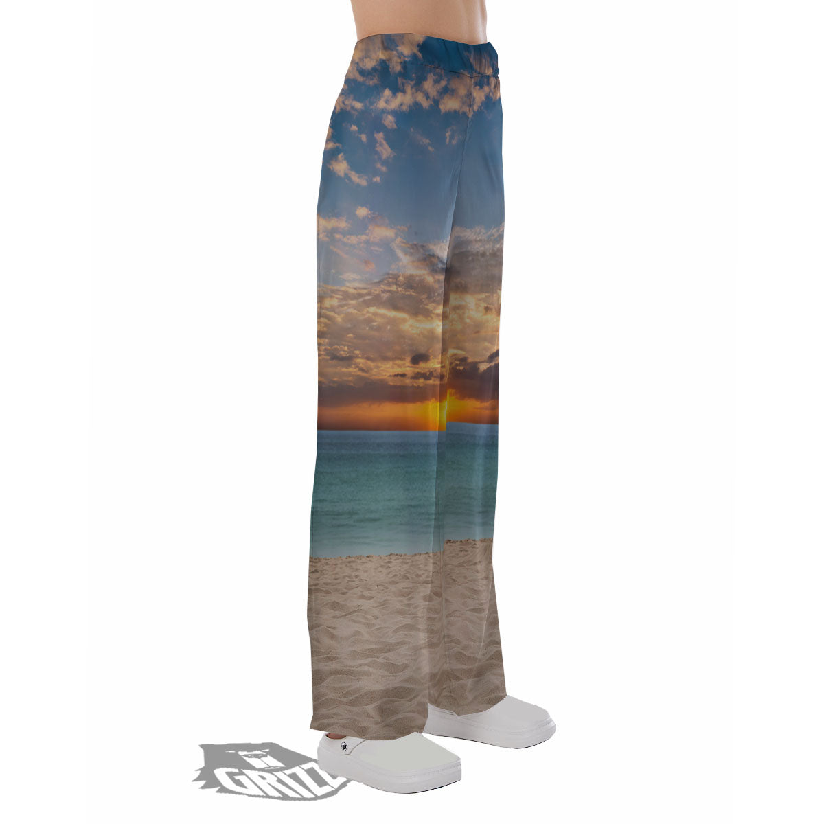 Sand Beach And Sunset Print Pajama Pants-grizzshop