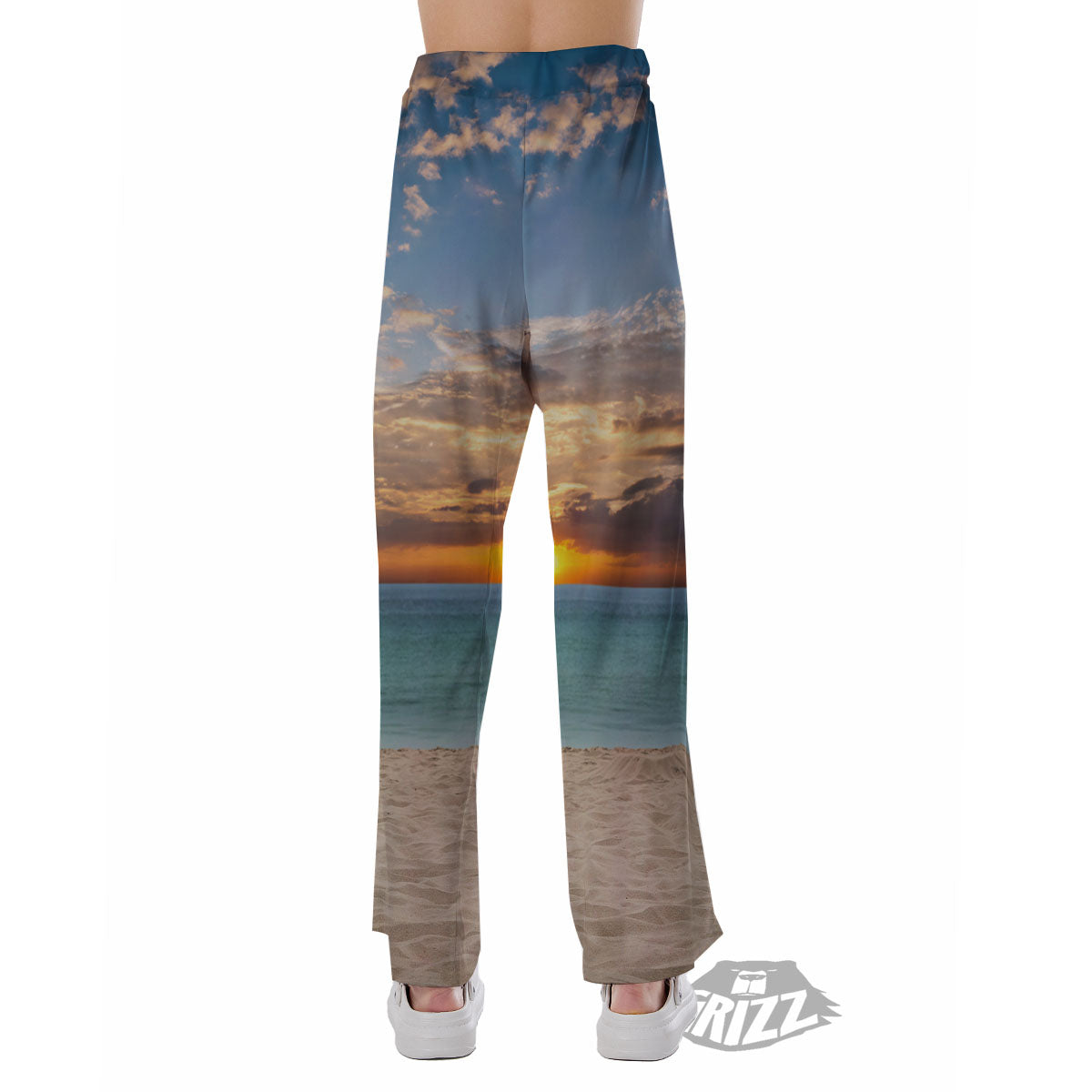 Sand Beach And Sunset Print Pajama Pants-grizzshop