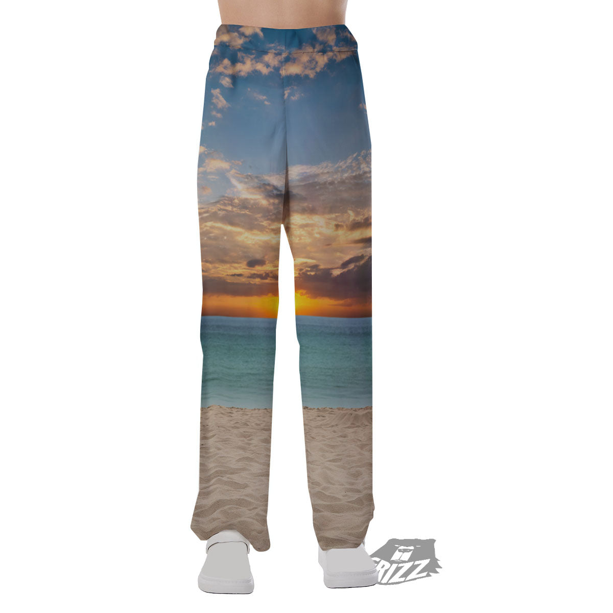 Sand Beach And Sunset Print Pajama Pants-grizzshop