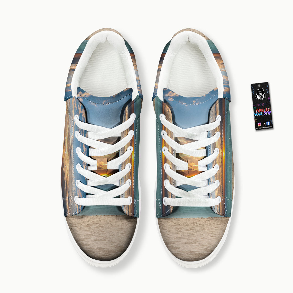 Sand Beach And Sunset Print Platform Shoes-grizzshop