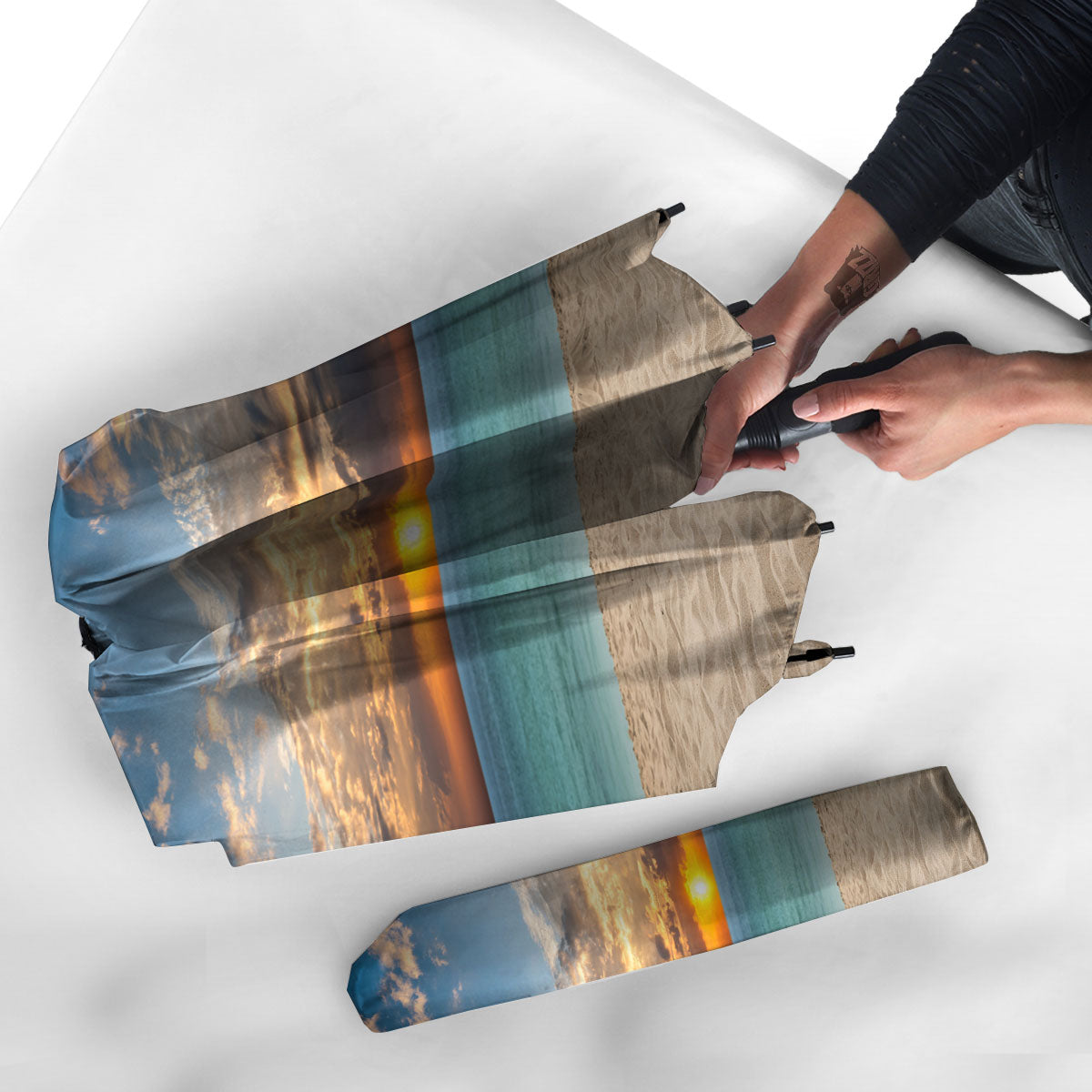 Sand Beach And Sunset Print Umbrella-grizzshop
