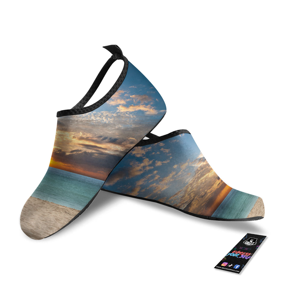 Sand Beach And Sunset Print Water Shoes-grizzshop