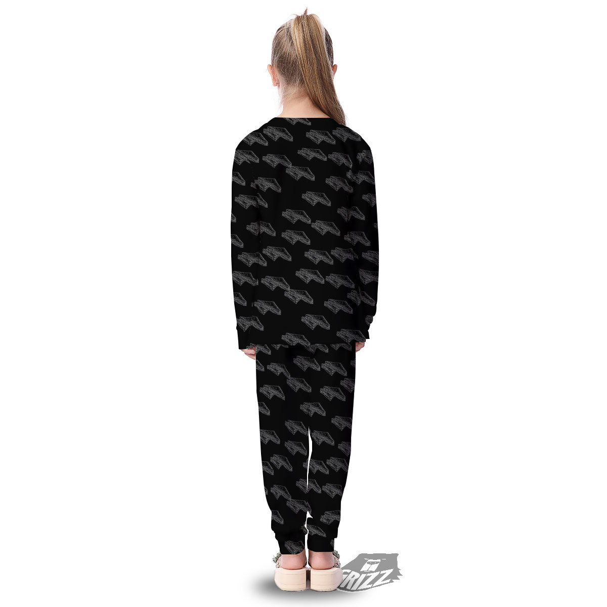 Sandwich Black Doodle Print Pattern Kid's Pajamas-grizzshop