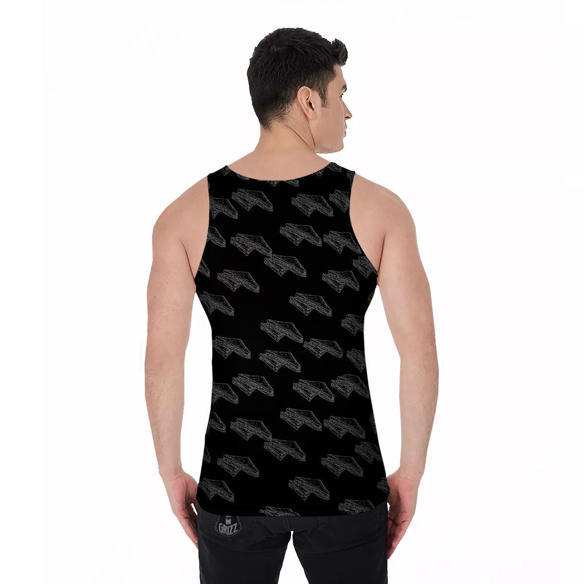 Sandwich Black Doodle Print Pattern Men's Tank Top-grizzshop