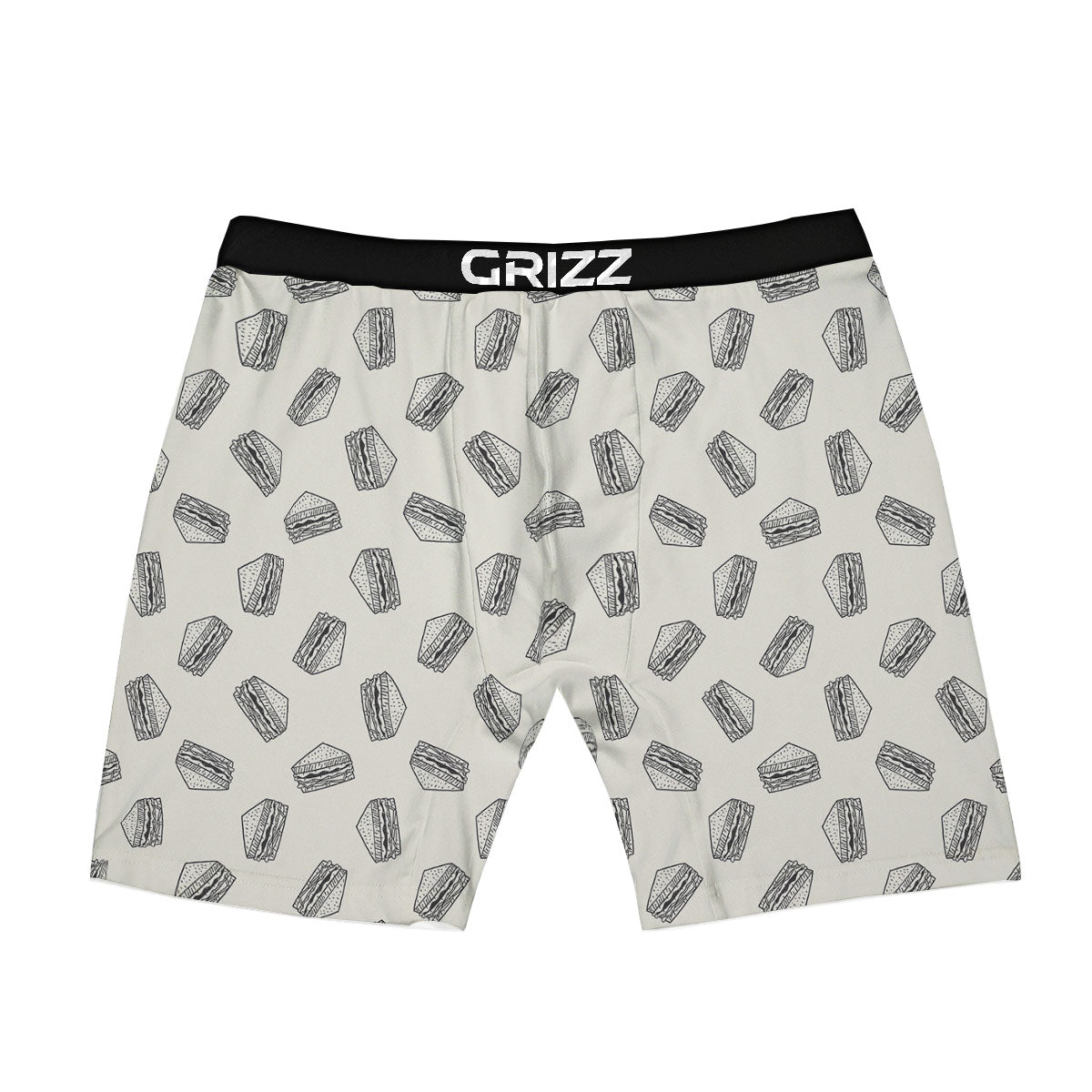 Sandwich Grey Doodle Print Pattern Boxer Briefs-grizzshop