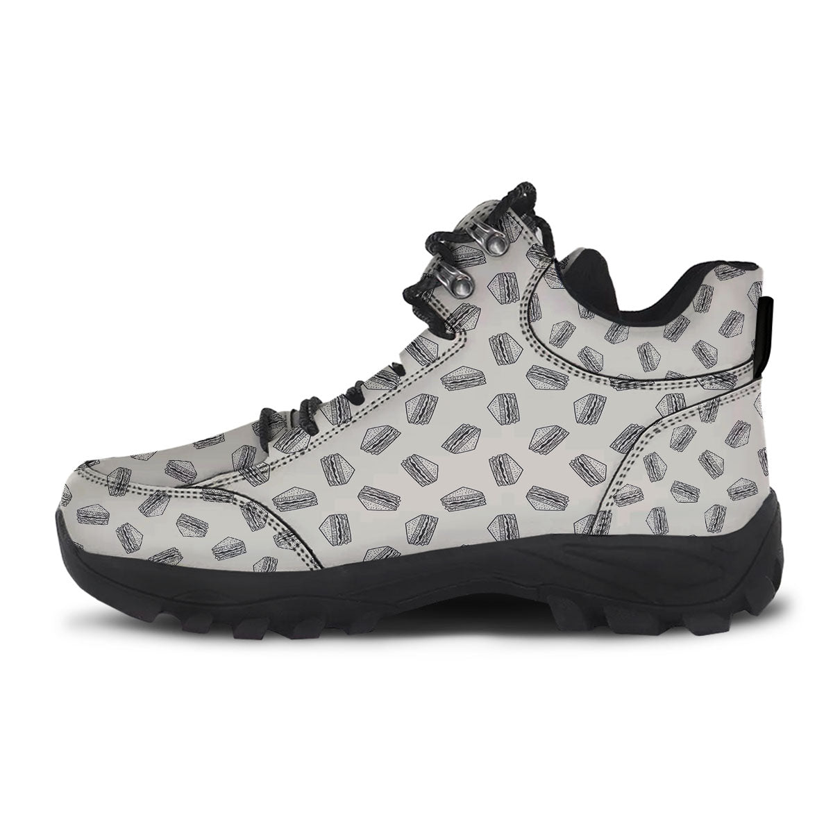 Sandwich Grey Doodle Print Pattern Hiking Shoes-grizzshop