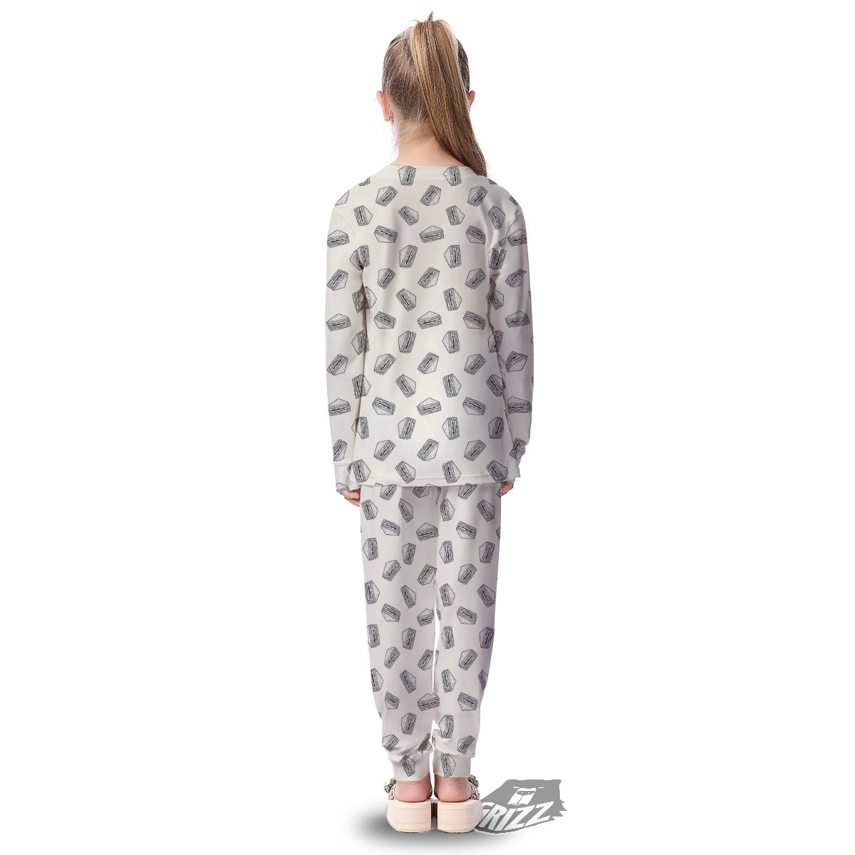 Sandwich Grey Doodle Print Pattern Kid's Pajamas-grizzshop
