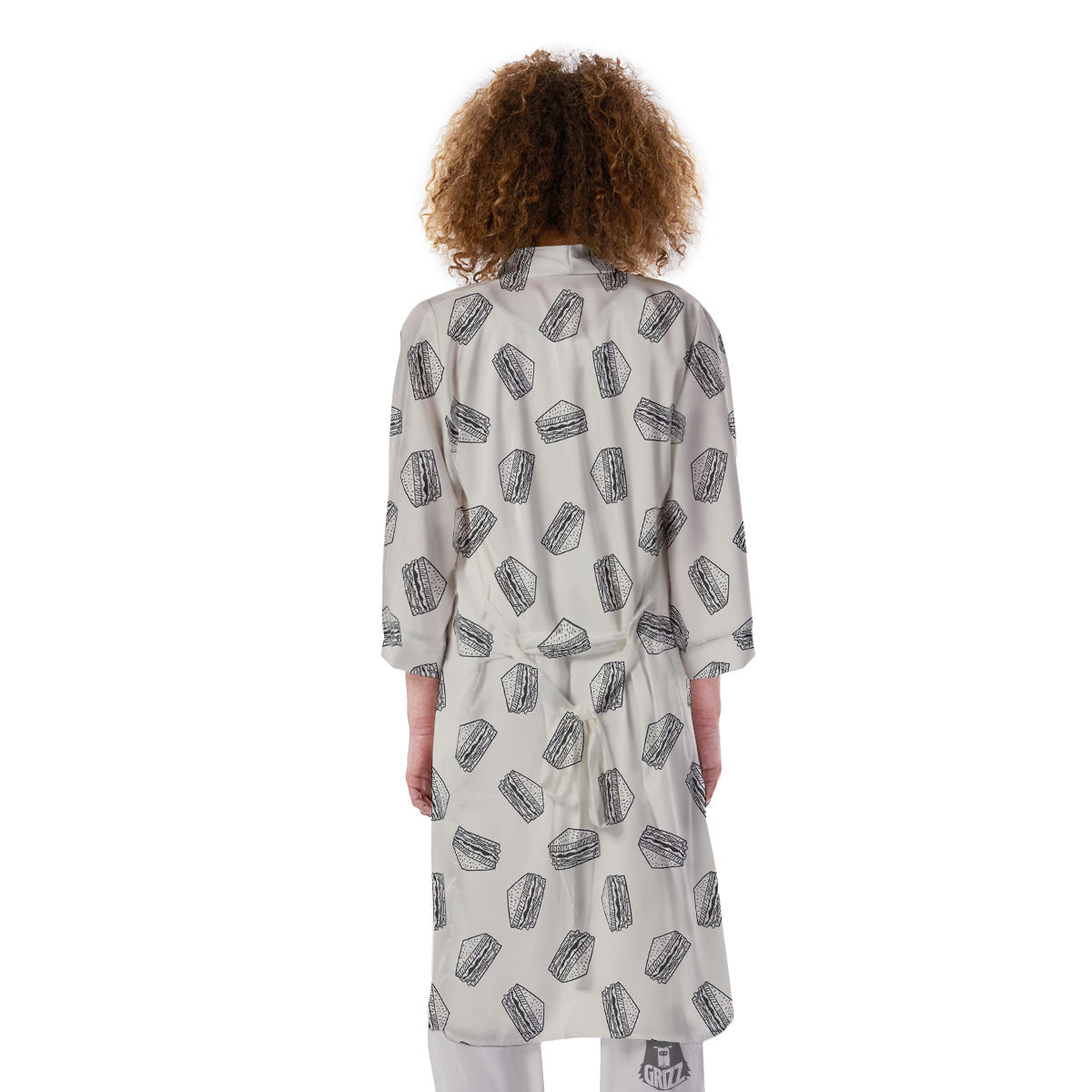 Sandwich Grey Doodle Print Pattern Kimono-grizzshop
